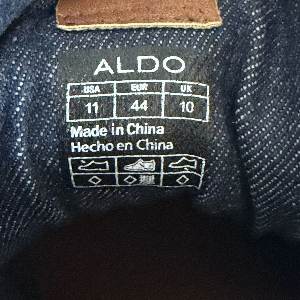ALDO Men's Black Leather Ankle Boots Lace‎ Up Contrast Stitching Size 11
